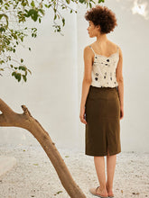 Load image into Gallery viewer, Olive Pencil Skirt BOTTOMS KHARA KAPAS   
