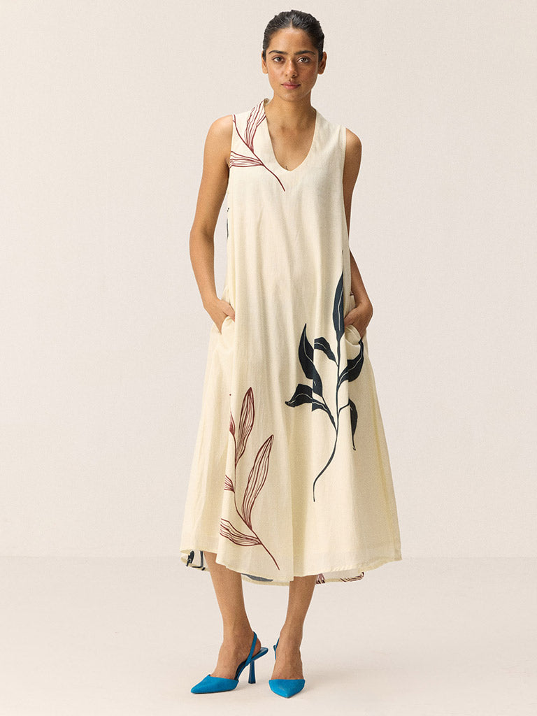 White Magnolia Midi Dress DRESSES KHARA KAPAS