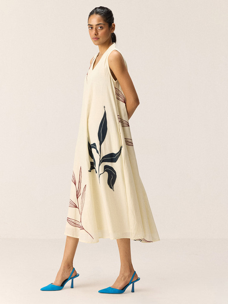 White Magnolia Midi Dress DRESSES KHARA KAPAS