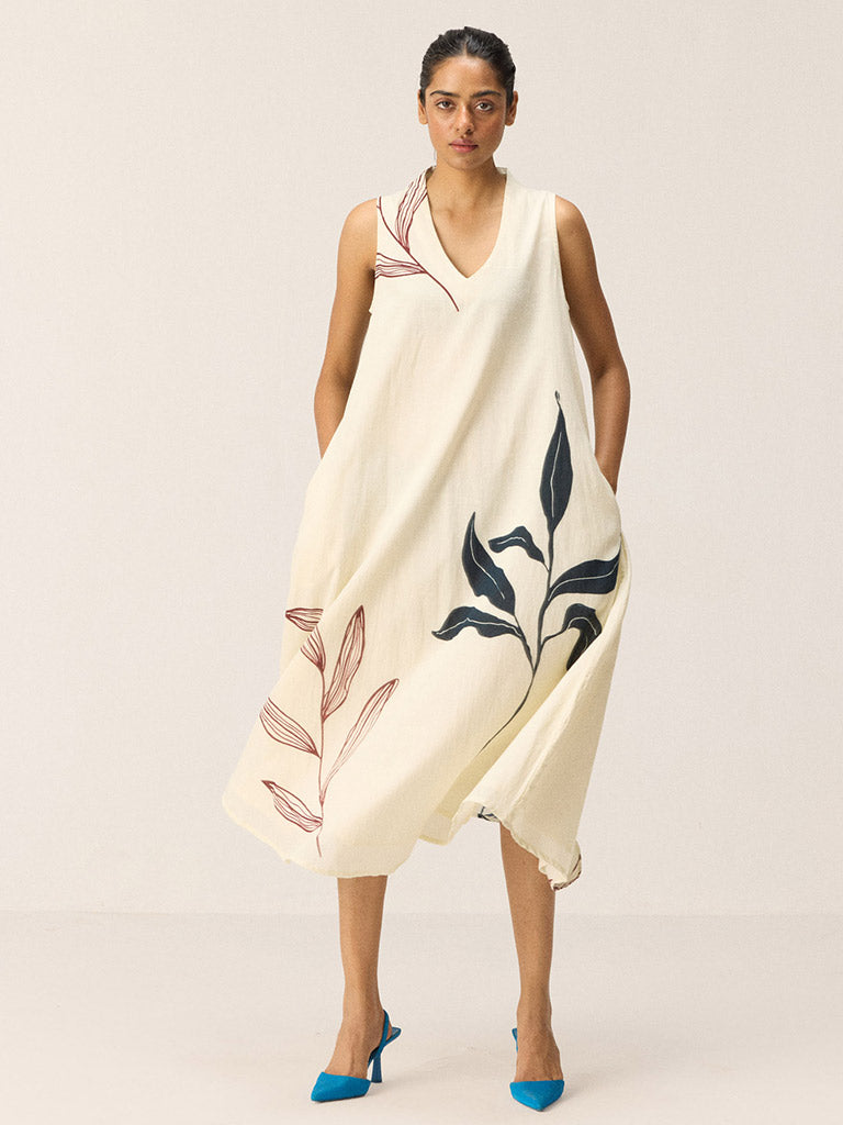 White Magnolia Midi Dress DRESSES KHARA KAPAS