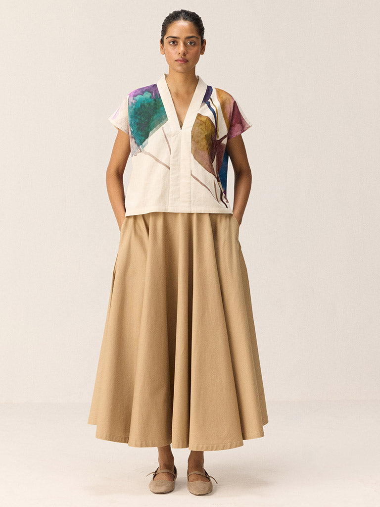 Pecan Oxford Maxi Skirt BOTTOMS KHARA KAPAS