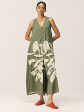 Load image into Gallery viewer, Sage Trail Mul Cotton Jumpsuit JUMPSUITS KHARA KAPAS
