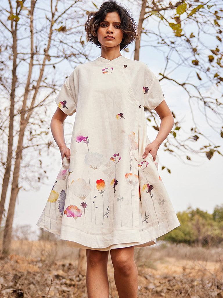 Hortensia Dress | Womens Mini Wrap Cotton Dress | Khara Kapas