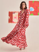 Rose Scarlet Ruffle Dress DRESSES Khajoor