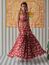 Load image into Gallery viewer, Rose Scarlet Skirt Co-ord Set SETS Khajoor
