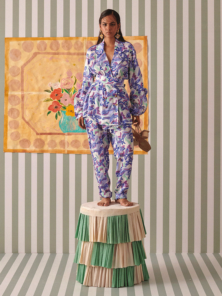 Abstract Gardenia Blazer Set SETS Khajoor