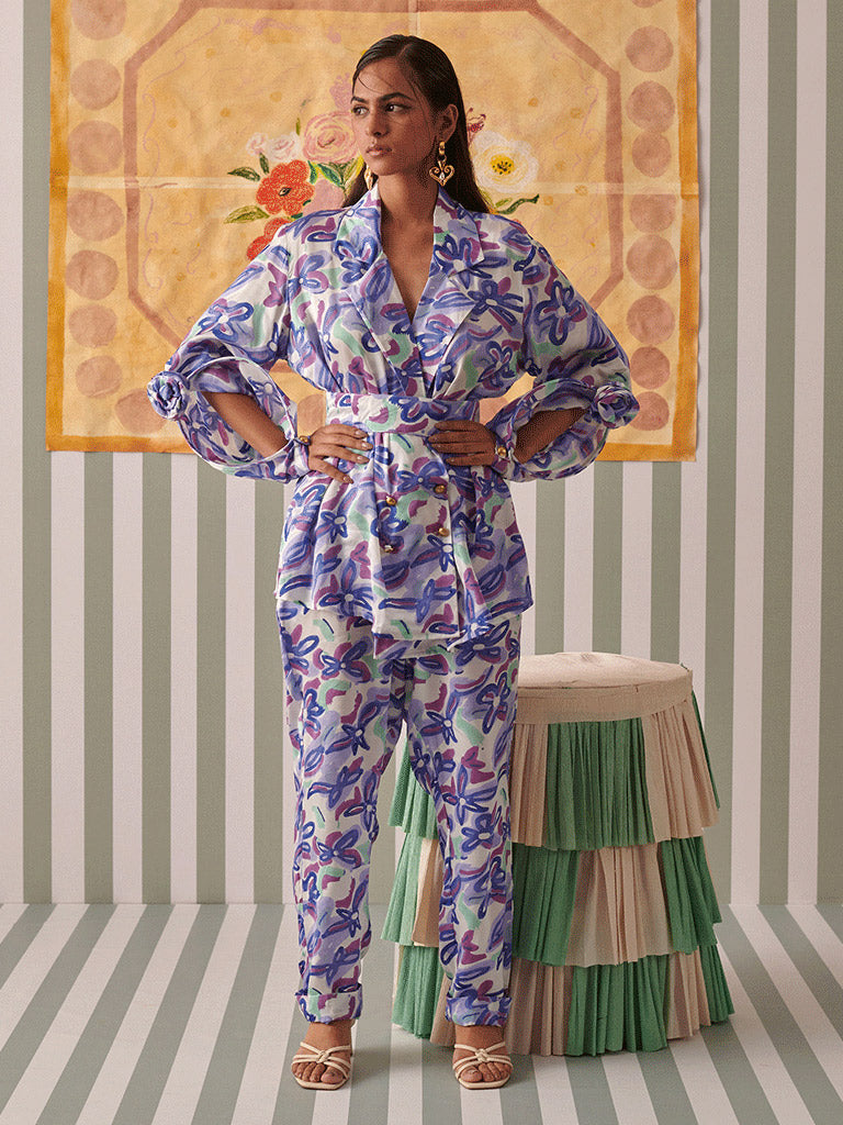 Abstract Gardenia Blazer Set SETS Khajoor