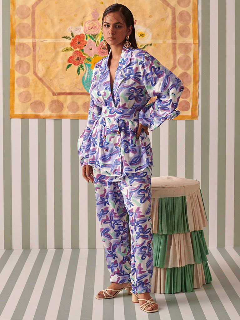 Abstract Gardenia Blazer Set SETS Khajoor