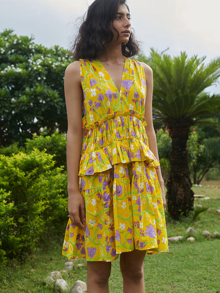 Le Lemon Fleur Babydoll Dress DRESSES Khajoor   