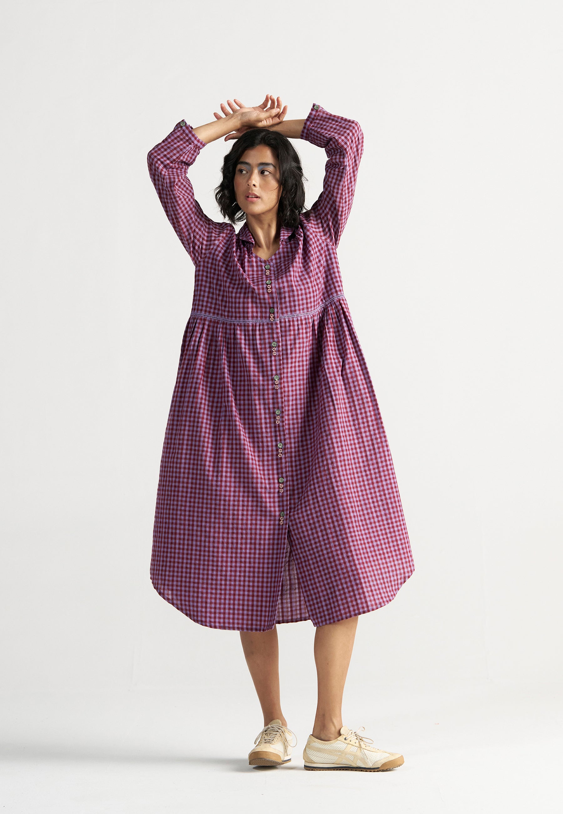 Table For Two Tea Plum Dress DRESSES IKKIVI