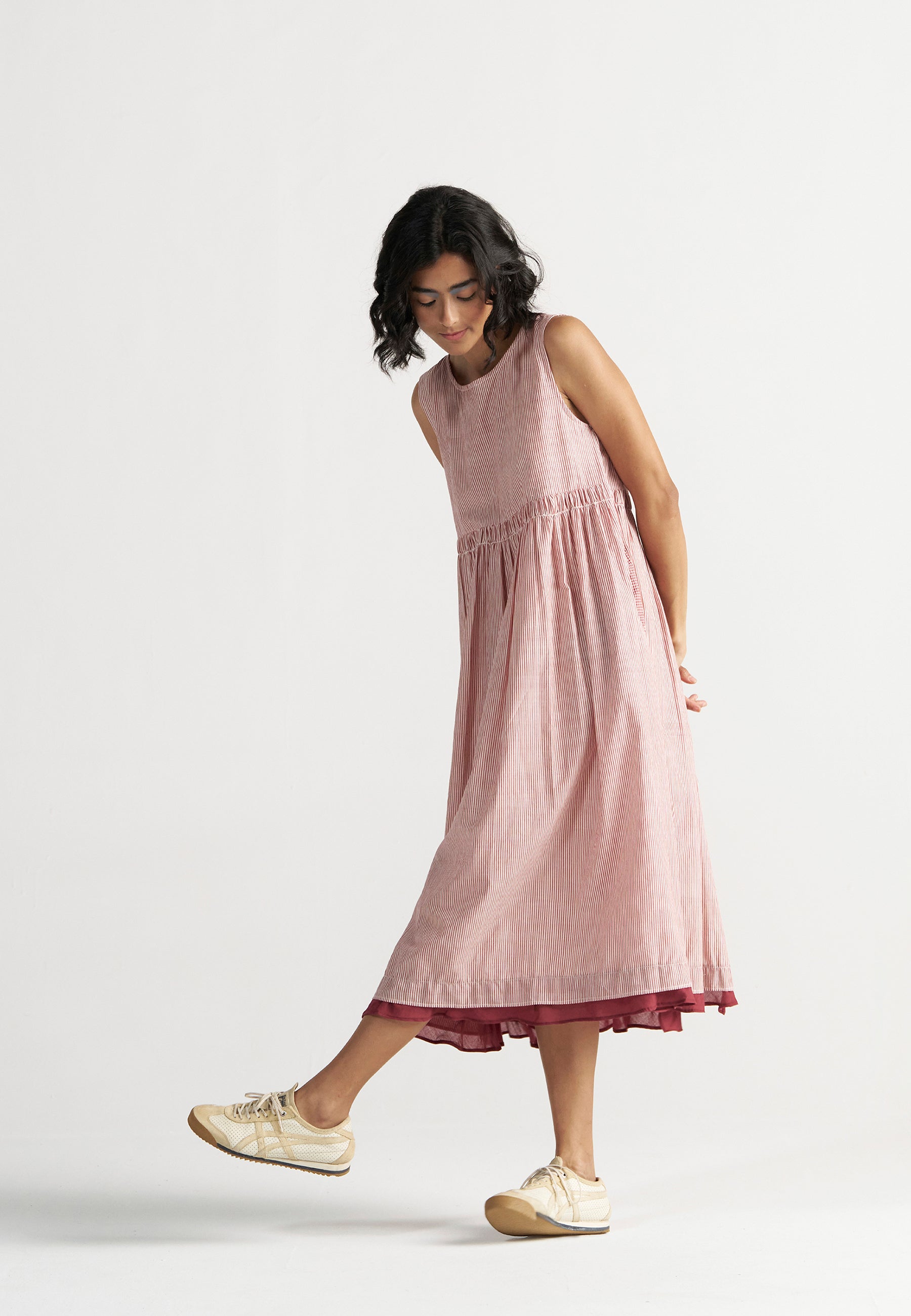 Simply Her Crimson Line Dress | Womens Midi Cotton Dress | IKKIVI Simply Her Crimson Line Dress | Womens Midi Cotton Dress | IKKIVI