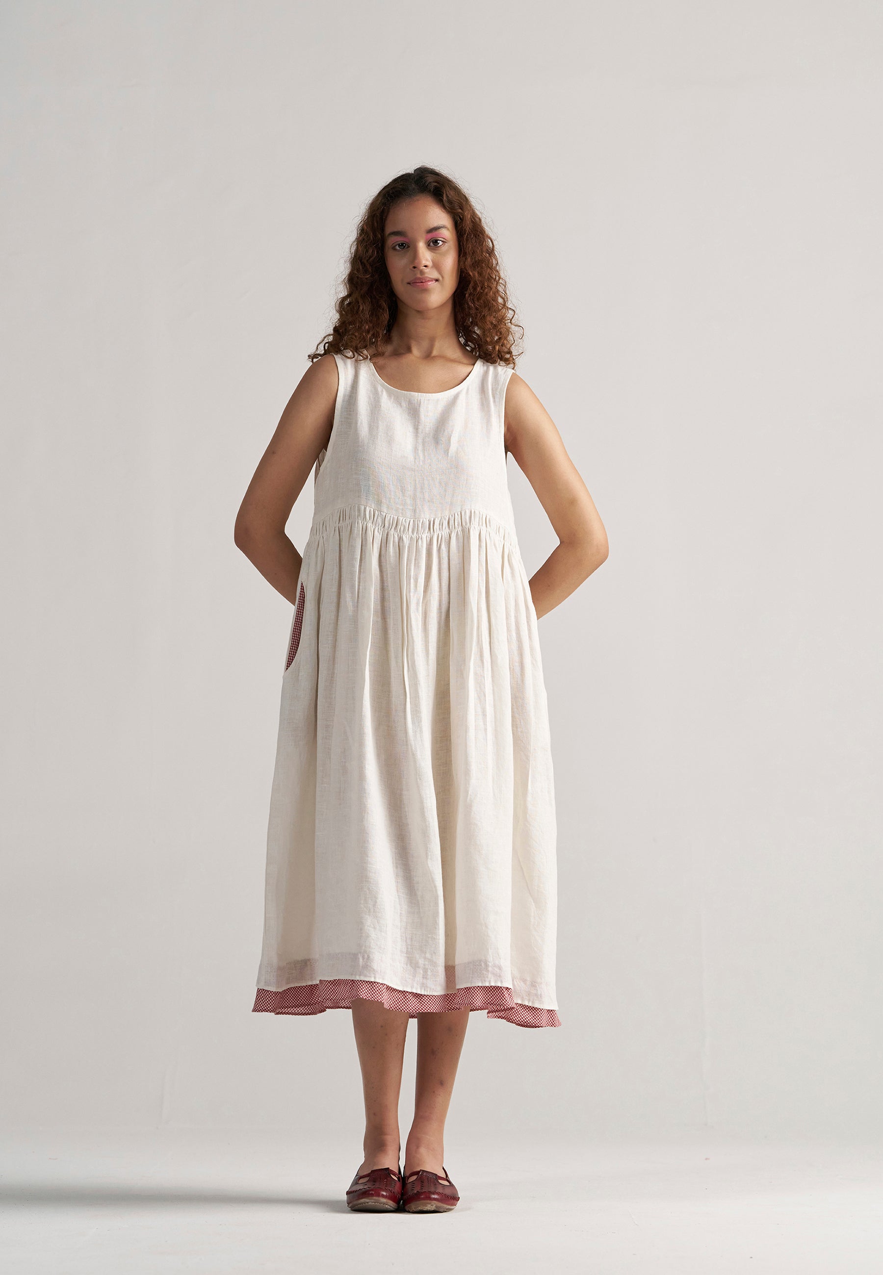 Simply Her Ivory Dress | Womens Midi Linen Dress | IKKIVI Simply Her Ivory Dress | Womens Midi Linen Dress | IKKIVI