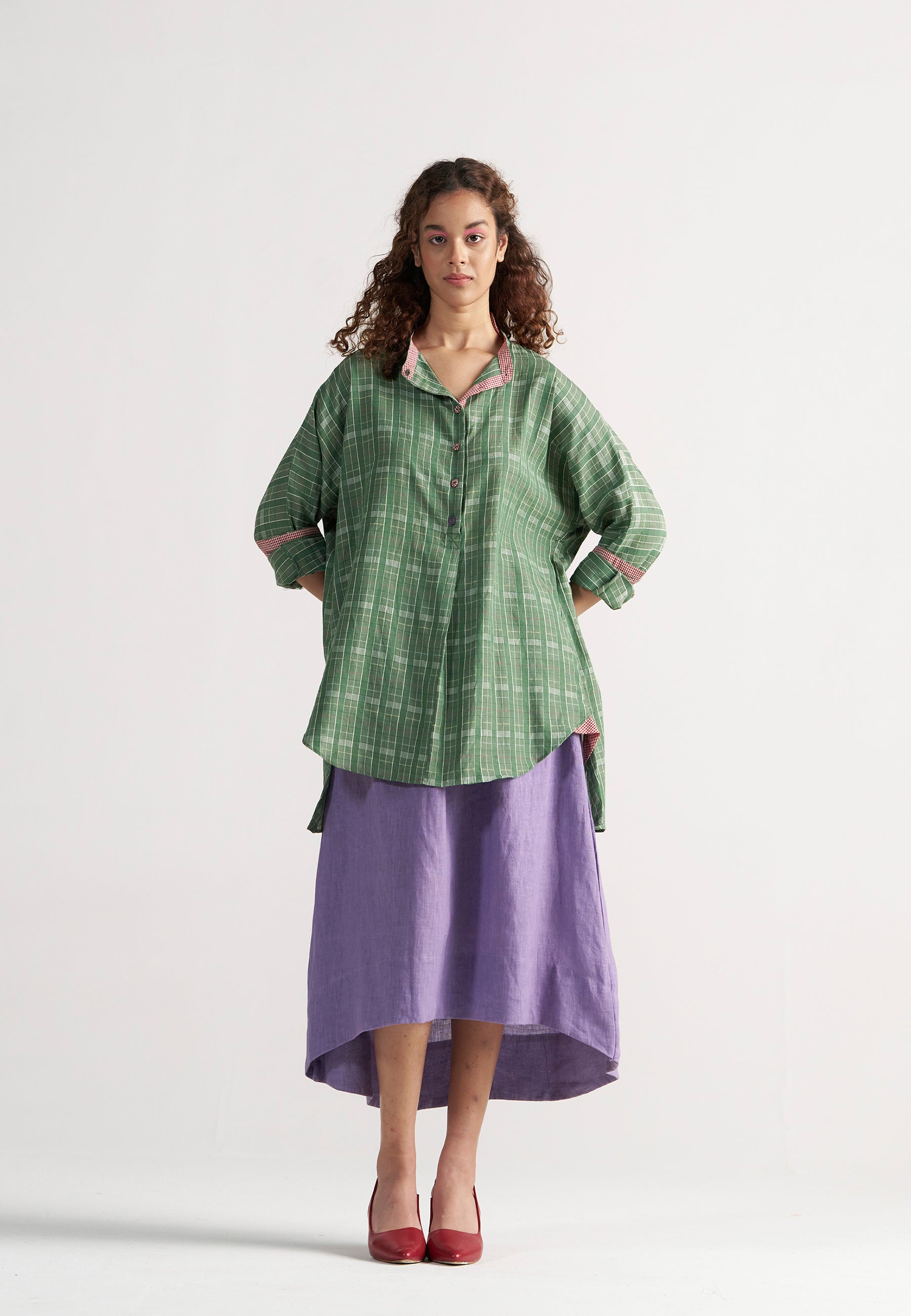 Checkmate Green Checkered Shirt TOPS IKKIVI