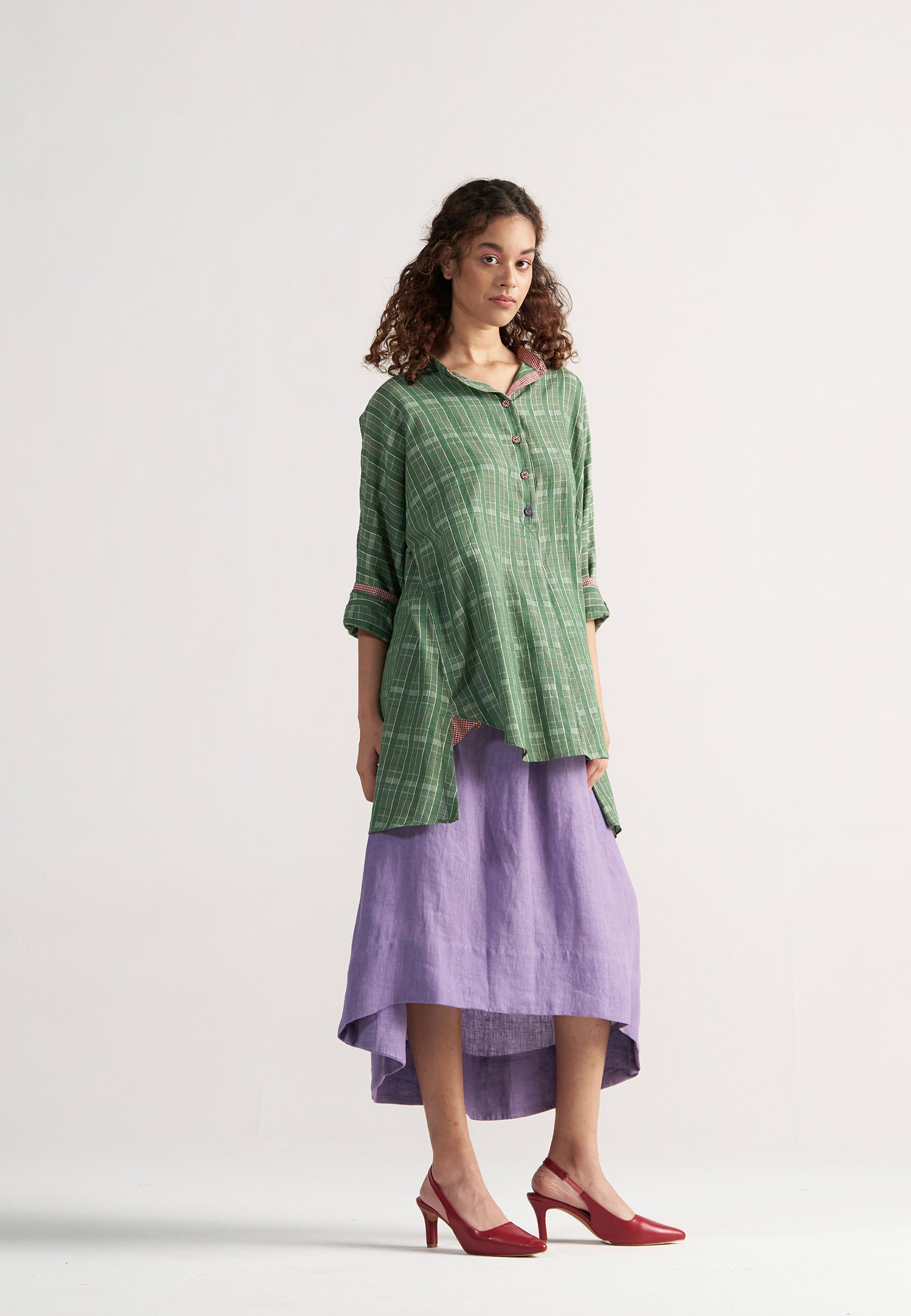 Checkmate Green Checkered Shirt TOPS IKKIVI