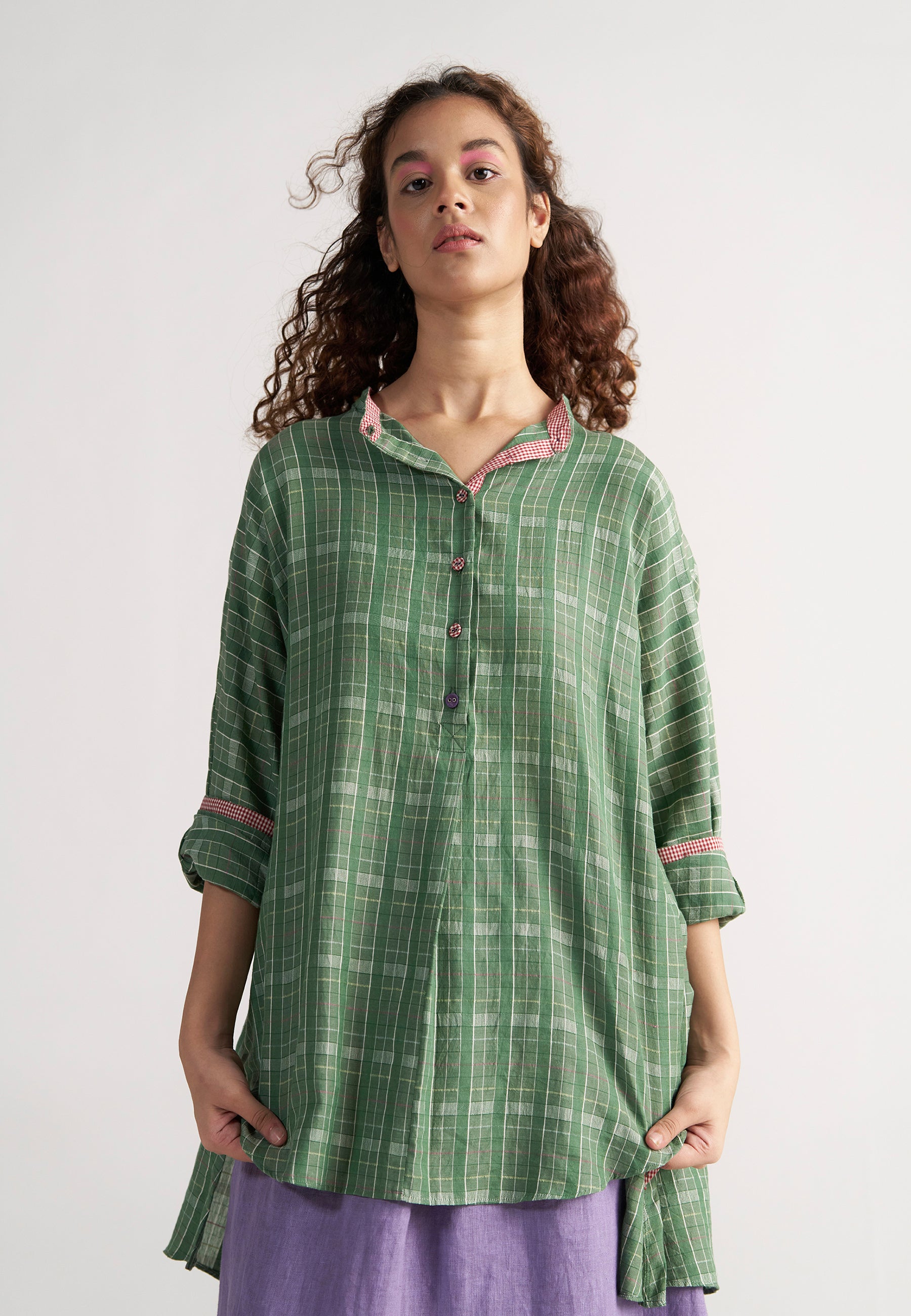 Checkmate Green Checkered Shirt TOPS IKKIVI