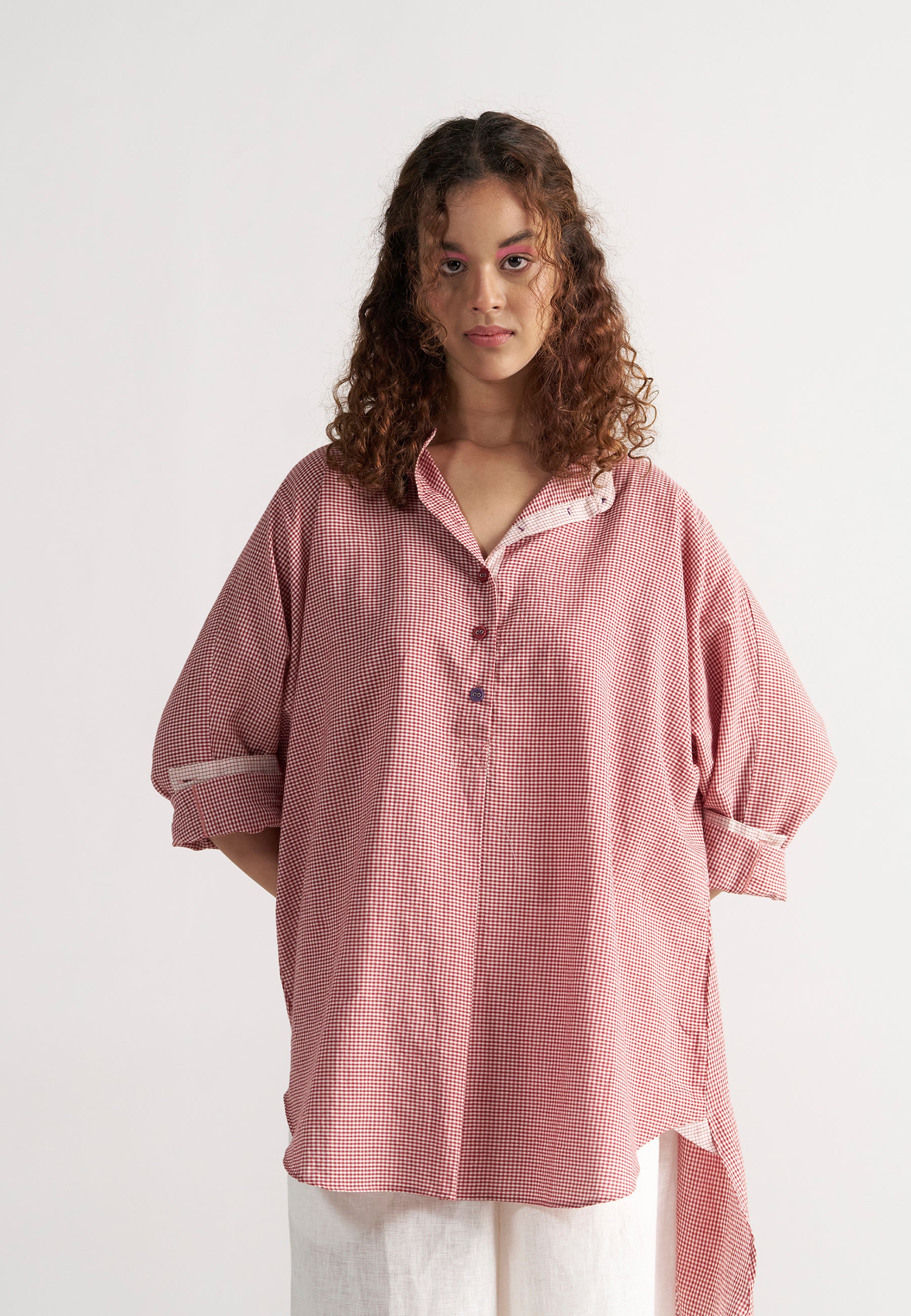 Checkmate Retro Red Checkered Shirt TOPS IKKIVI