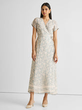 Load image into Gallery viewer, Blue Floral Maxi Wrap Dress DRESSES Reistor   

