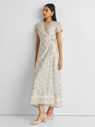 Blue Floral Maxi Wrap Dress DRESSES Reistor   