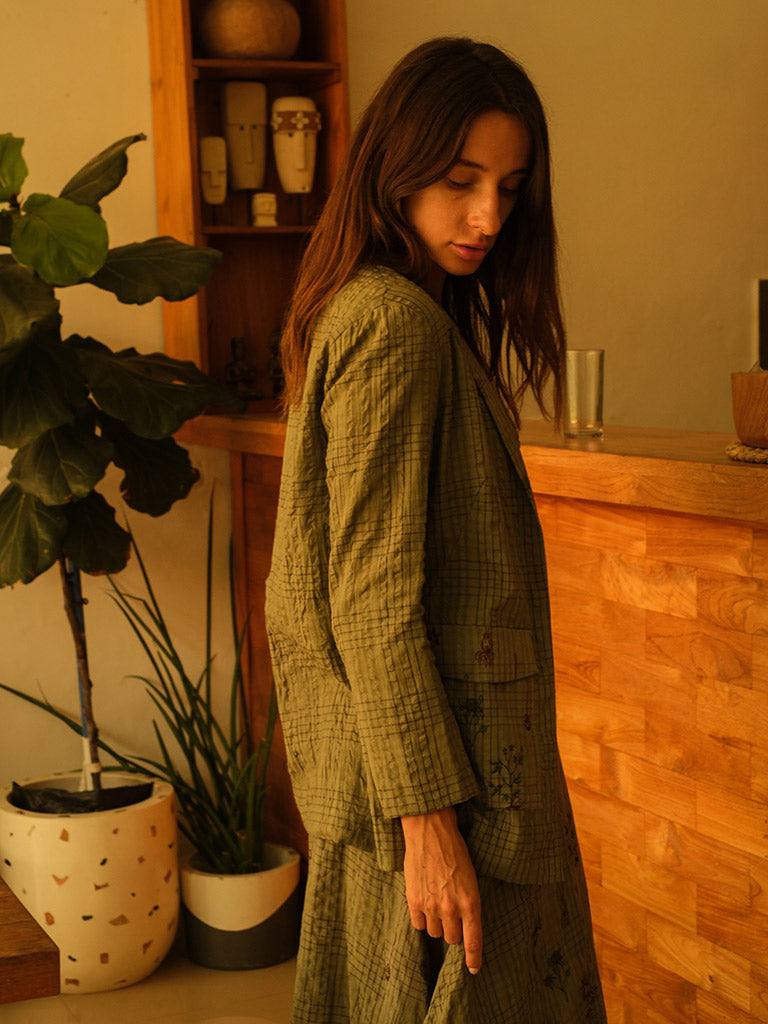 Olive Blazer and Skirt Set SETS Em and Shi