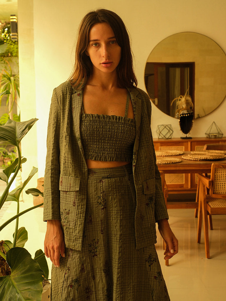 Olive Blazer and Skirt Set SETS Em and Shi