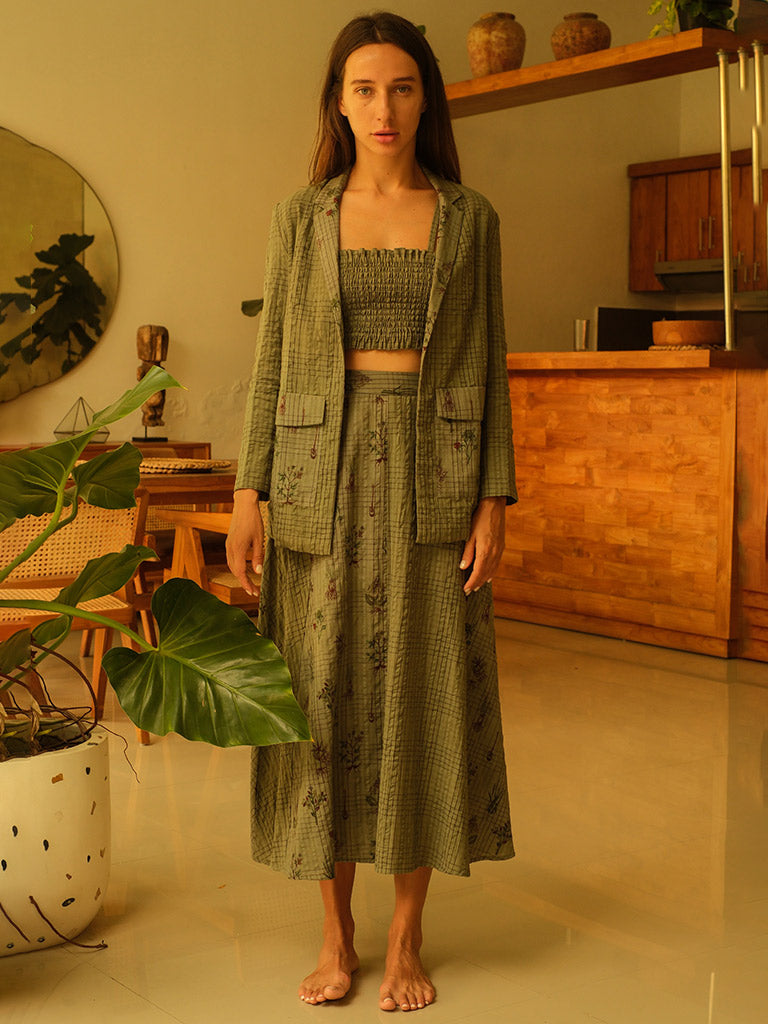 Olive Blazer and Skirt Set SETS Em and Shi