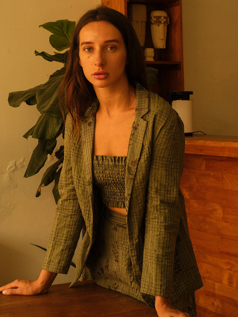 Olive Blazer and Skirt Set SETS Em and Shi