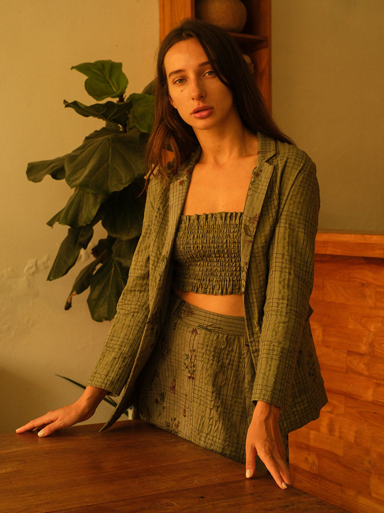 Olive Blazer and Skirt Set SETS Em and Shi