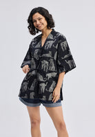 Overiszed Front Tie Animal Print Shirt TOPS Reistor