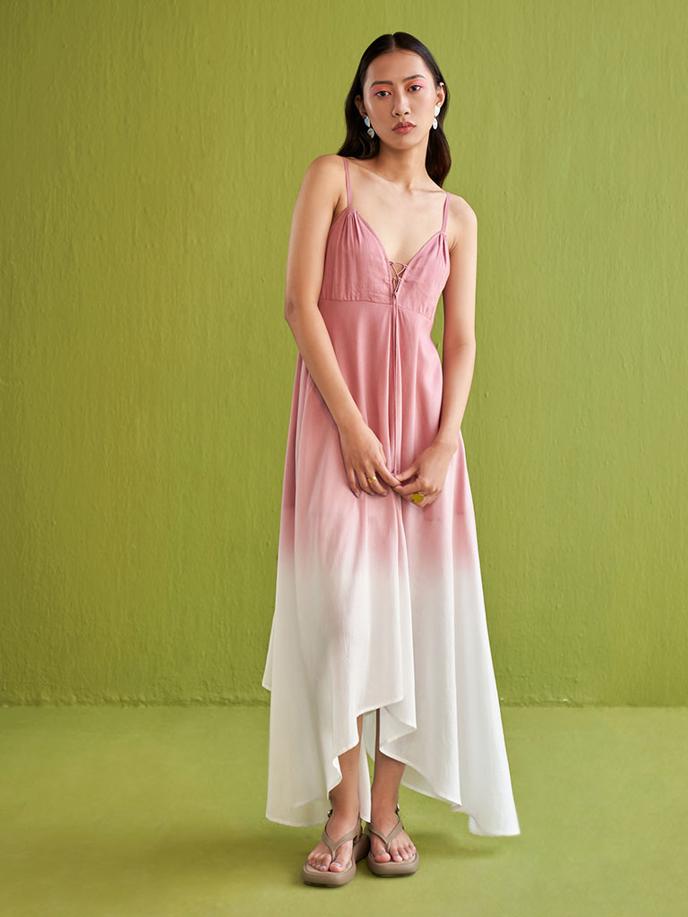 Pink Sea Lyocell Maxi Dress DRESSES SUI   