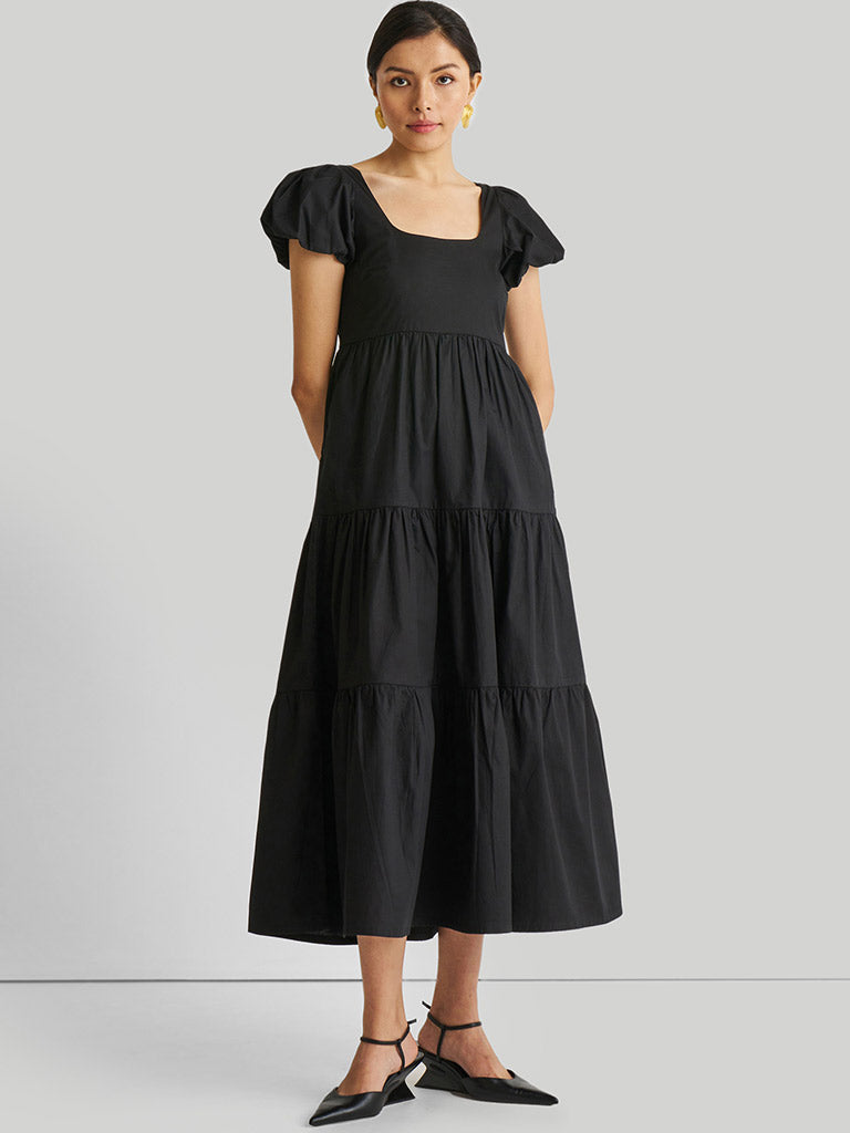 Puff Sleeve Tiered Maxi Dress DRESSES Reistor   