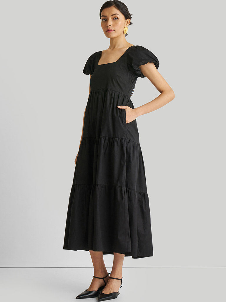Puff Sleeve Tiered Maxi Dress DRESSES Reistor   