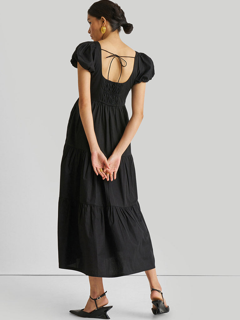 Puff Sleeve Tiered Maxi Dress DRESSES Reistor   