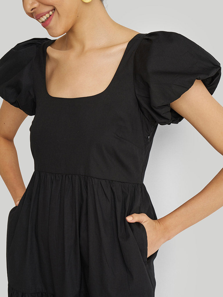 Puff Sleeve Tiered Maxi Dress DRESSES Reistor   