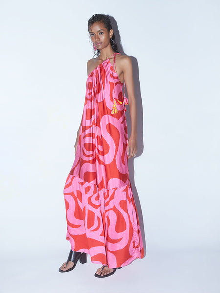 Candy One Shoulder Dress | Womens Printed Silk Maxi Dress | IKKIVI