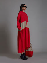 Load image into Gallery viewer, Red &amp; Beige Band Dress DRESSES Mati   
