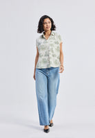 Relaxed Fit Button Down Animal Print Shirt TOPS Reistor