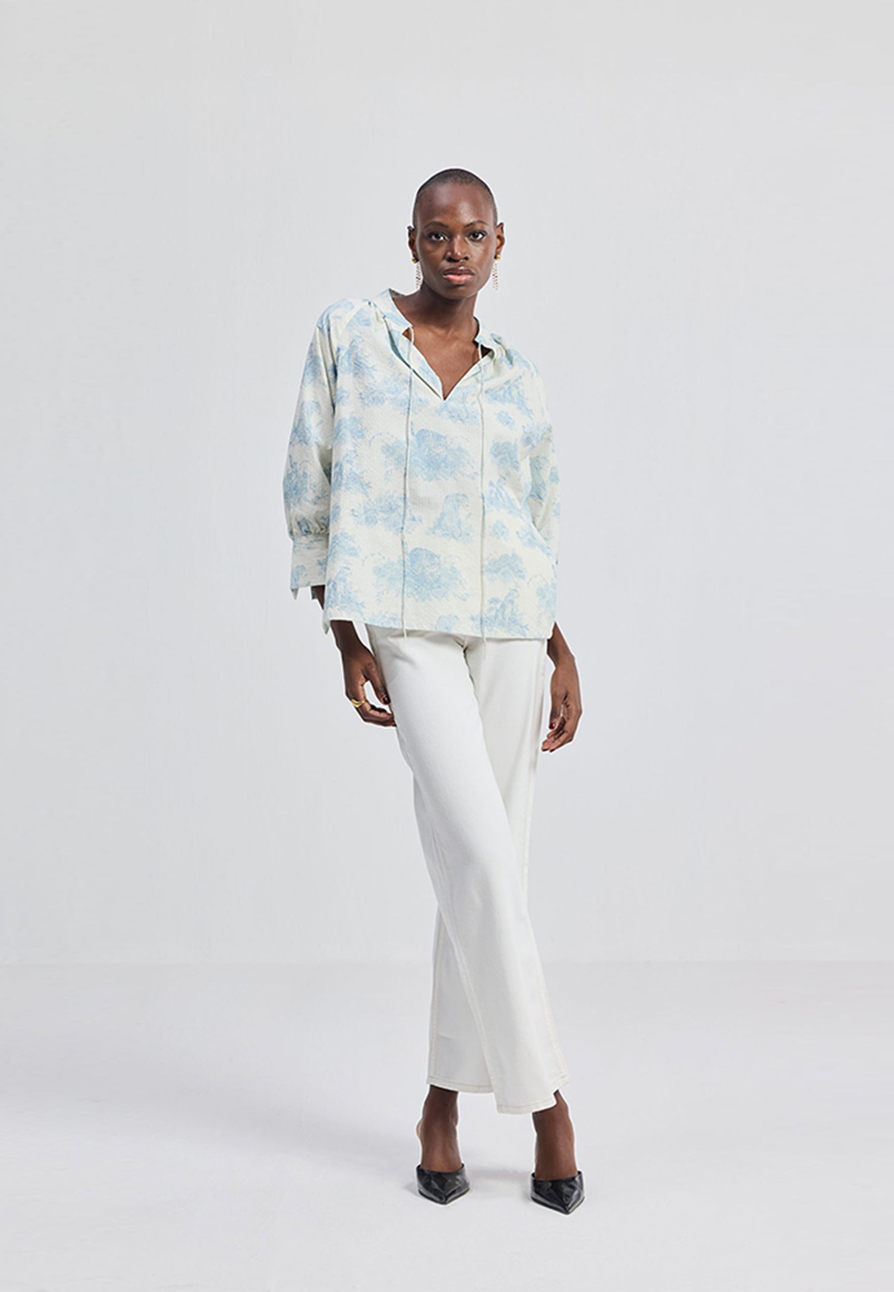 Relaxed Fit Drawstring Shirt TOPS Reistor