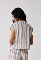 Relaxed V Neck Striped Top TOPS Reistor