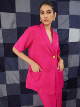 Load image into Gallery viewer, Rani Pink Blazer &amp; Draped Skirt Set SETS IKKIVI   
