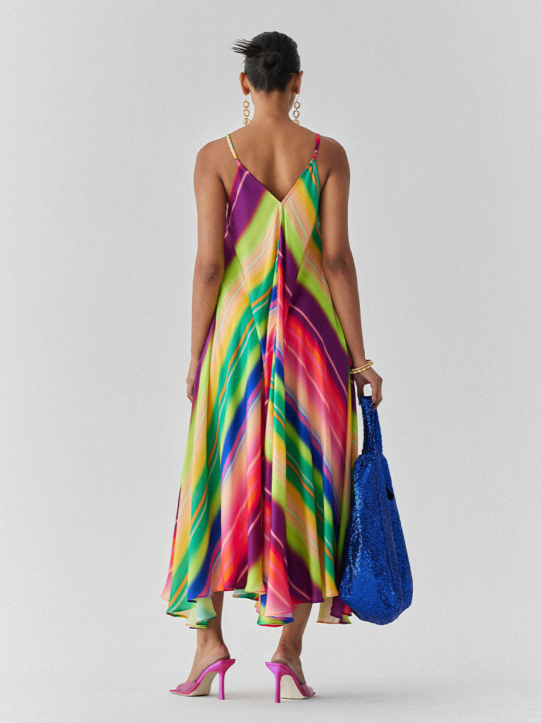Rainbow Strappy Dress DRESSES IKKIVI   