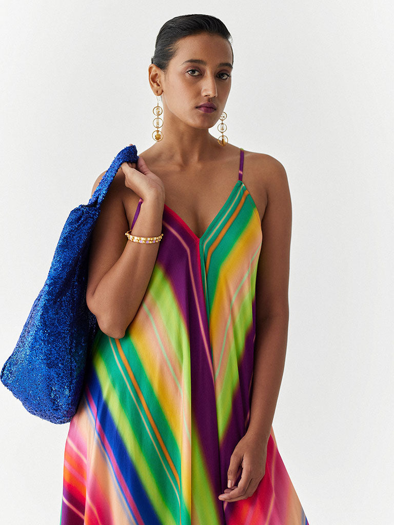 Rainbow Strappy Dress DRESSES IKKIVI   