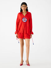 Load image into Gallery viewer, Zulu Red Linen Shirt &amp; Shorts SETS IKKIVI   
