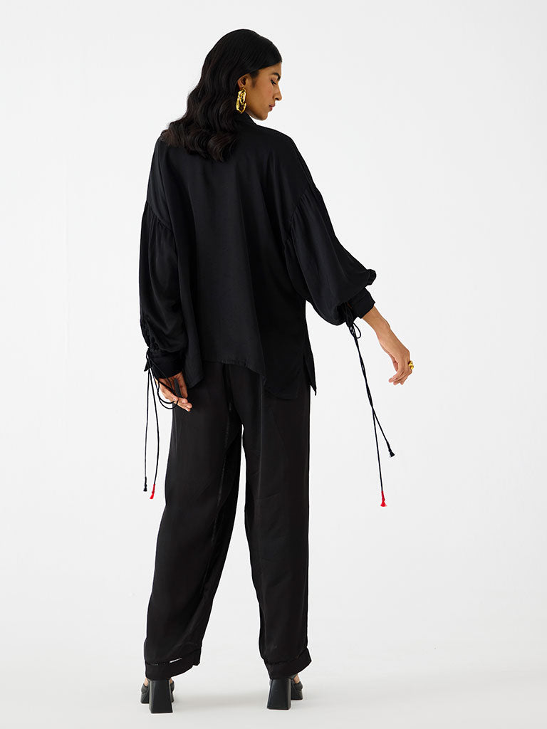 Zulu Black Linen Pant Set SETS IKKIVI   