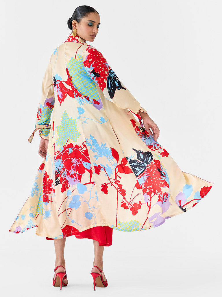 Cream Ikigai Trench Coat & Ombre Slip Dress SETS IKKIVI