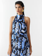 Black Pineapple Halter Dress DRESSES IKKIVI   