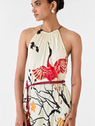 Red Crane Halter Dress DRESSES IKKIVI