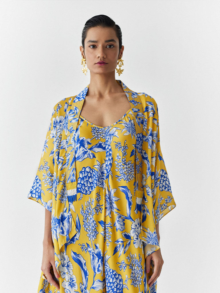 Yellow Pineapple Jumpsuit & Cape Set SETS IKKIVI   