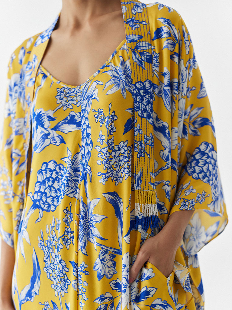 Yellow Pineapple Jumpsuit & Cape Set SETS IKKIVI   