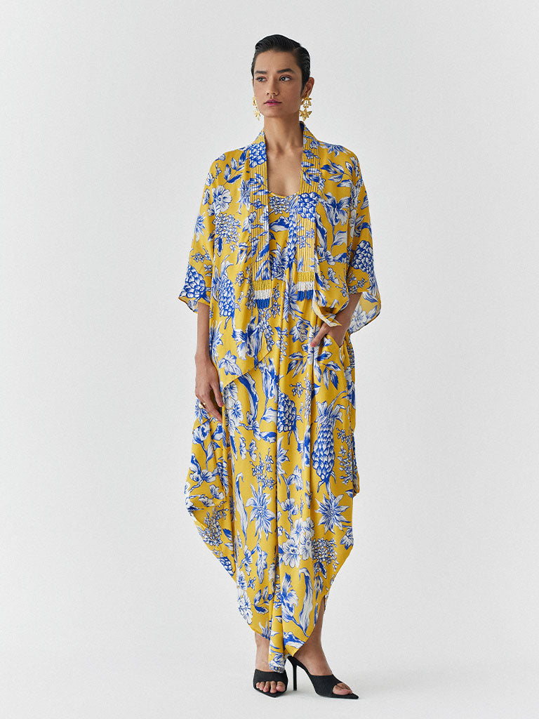 Yellow Pineapple Jumpsuit & Cape Set SETS IKKIVI   