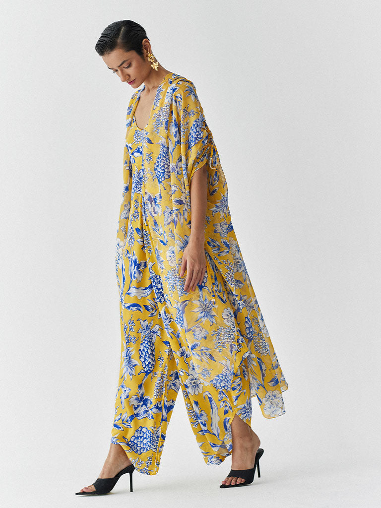 Yellow Pineapple Jumpsuit & Cape Set SETS IKKIVI   
